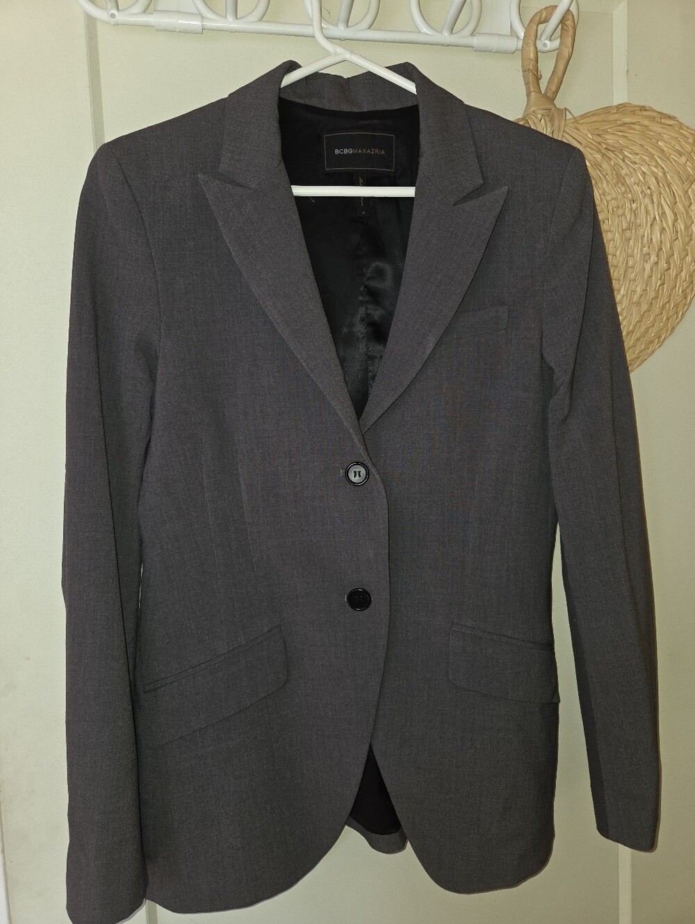 BCBGMaxAzria Womens  Dark Gray Single-Breasted Blazer